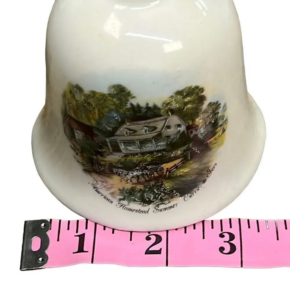 Currier & Ives White American Homestead Summer Porcelain Hand Bell
